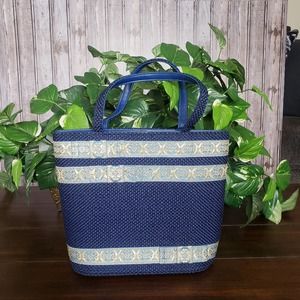 J.R. - Embroidered Blue & Gold Hand Bag